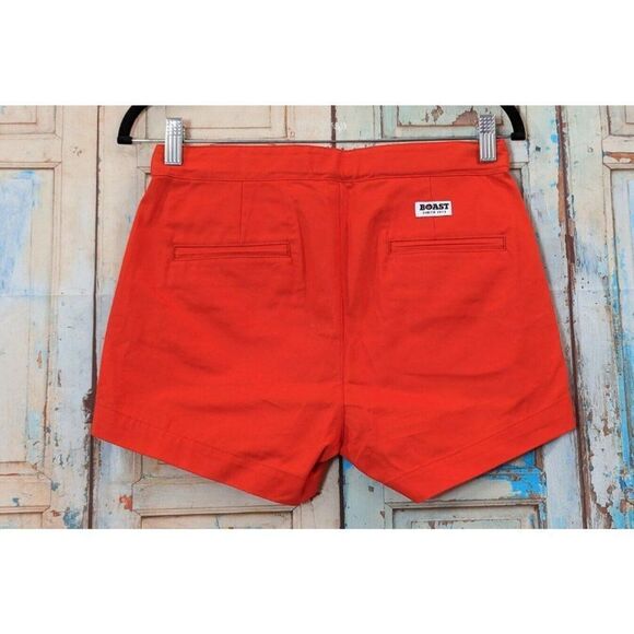Boast Womens Size 2 Orange Red Slash Pocket Flat Front Mid Rise Chino Shorts - Picture 5 of 8